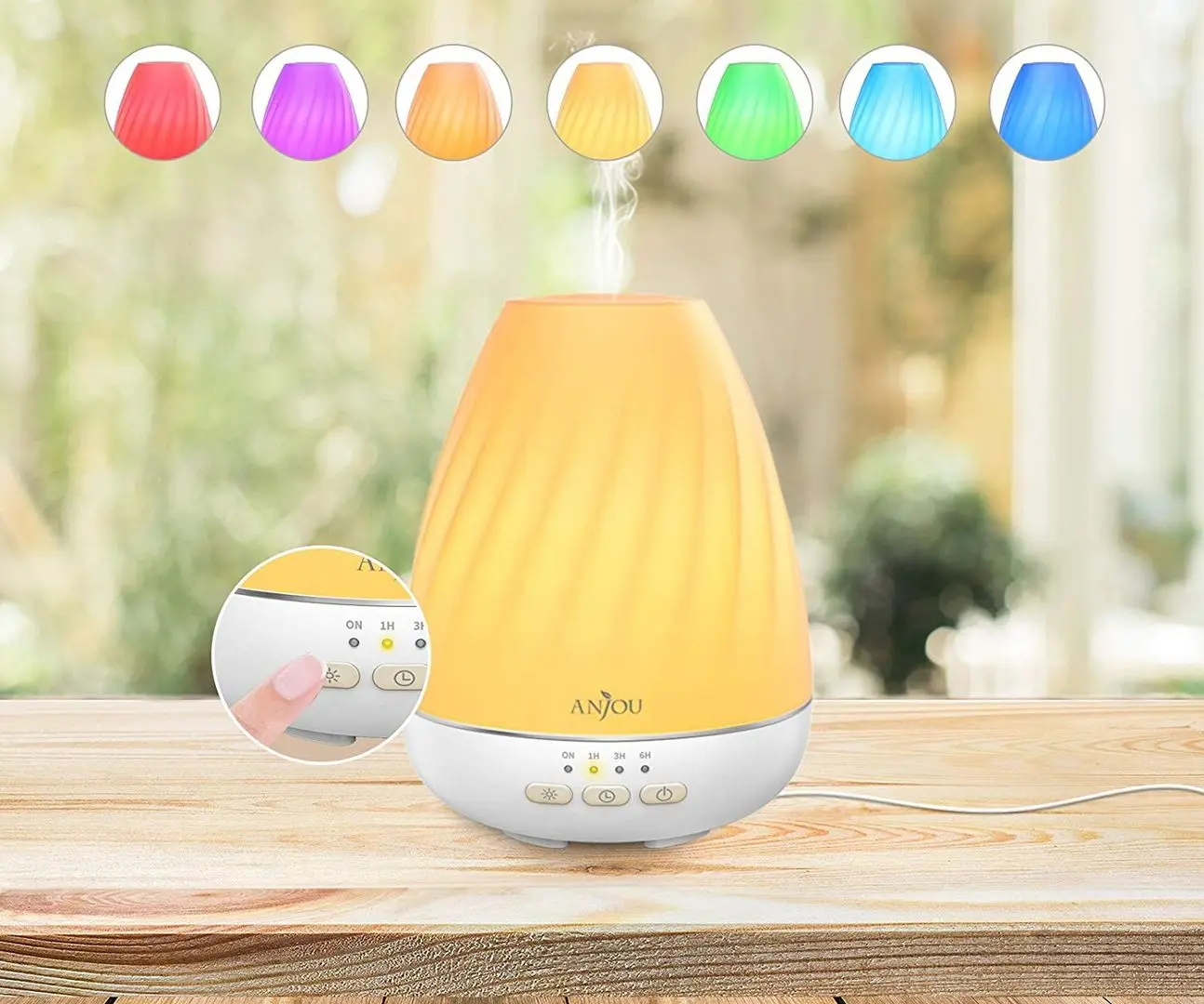 Set umidificator și difuzor de aroma + ulei Anjou ADA003 (White)