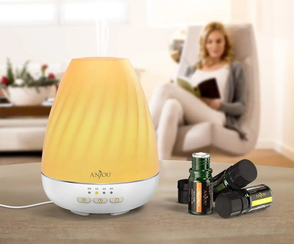 Set umidificator și difuzor de aroma + ulei Anjou ADA003 (White)