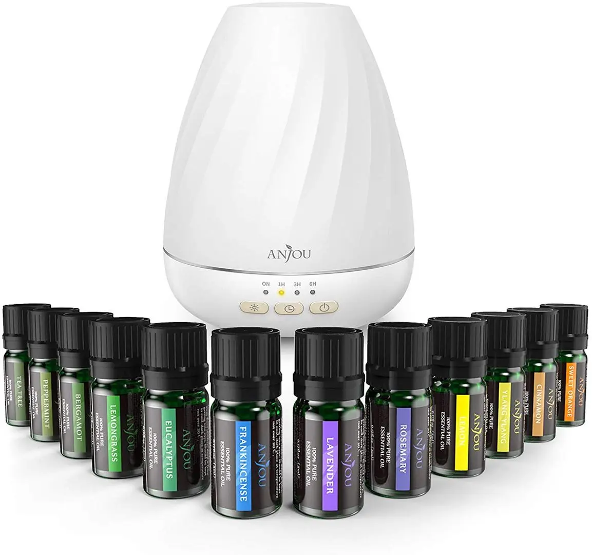 Set umidificator și difuzor de aroma + ulei Anjou ADA003 (White)