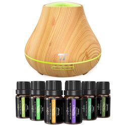 Set difuzor aroma + uleiuri esentiale TaoTronics TT-AD004 (Light Wood)