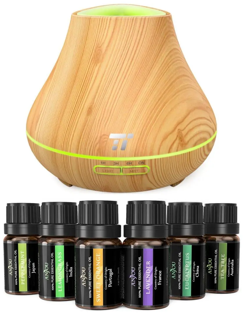 Set difuzor aroma + uleiuri esentiale TaoTronics TT-AD004 (Light Wood)