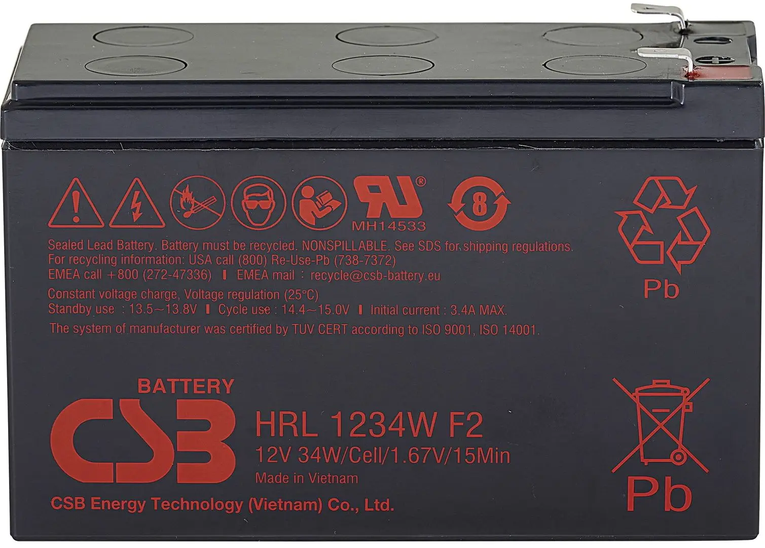 Acumulator pentru UPS CSB HRL 1234WF2 12V/9AH (Black)