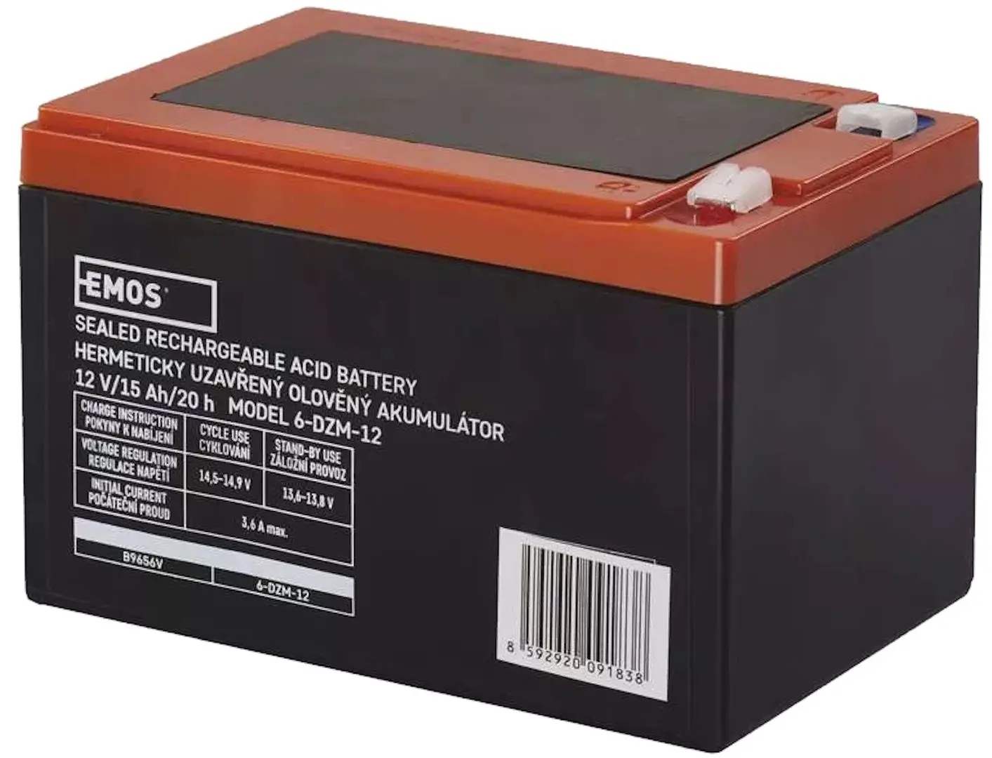 Acumulator pentru UPS Emos Faston B9656V 12V 15Ah (Black/Red)