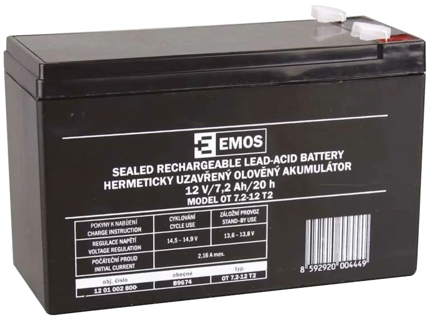 Acumulator pentru UPS Emos Faston B9674 12V 7.2Ah (Black)