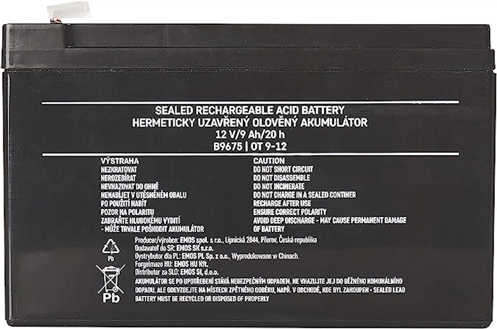 Acumulator pentru UPS Emos Faston B9675 12V 9Ah (Black)