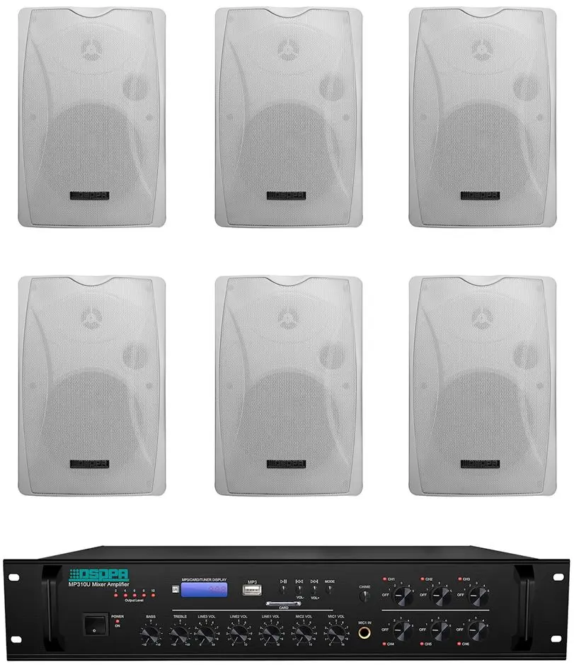 Set amplificator + sistem acustic DSPPA MP310U+DSP8062 (Black/White)
