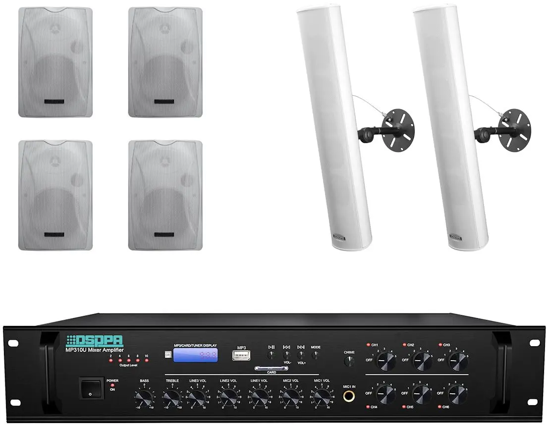 Set amplificator + sistem acustic DSPPA MP310U+DSP8062+DSP255II (Black/White)