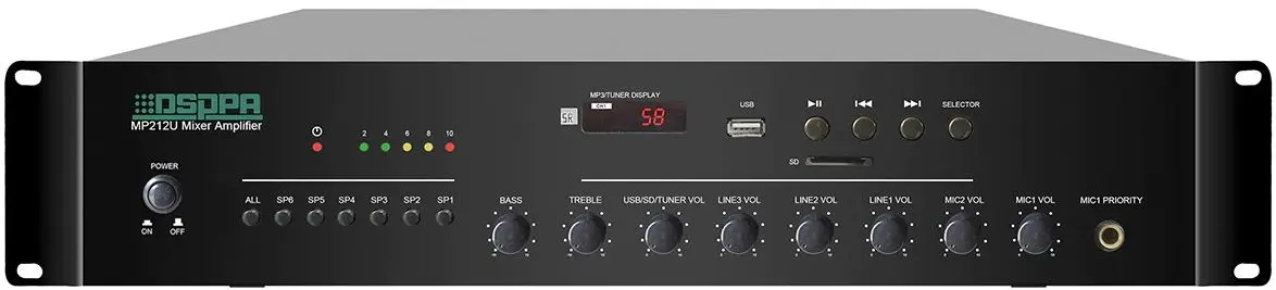 Set amplificator + audio sreamer + sistem acustic DSPPA MP212U+DSP8063+Bond3 (Black/White) - 2