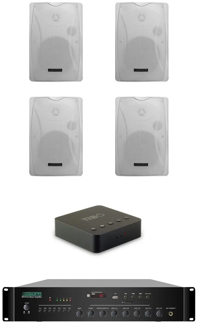 Set amplificator + audio sreamer + sistem acustic DSPPA MP212U+DSP8063+Bond3 (Black/White)