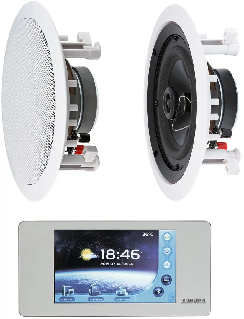Set amplificator de perete + sistem acustic de tavan DSPPA DM838 + AmbienTone R1 (White)
