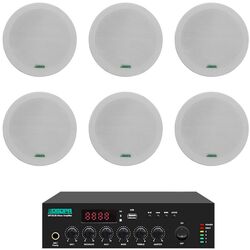 Set amplificator + sistem acustic de tavan DSPPA MP60UB+DSP5011 (Black/White)