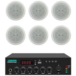 Set amplificator + sistem acustic de tavan DSPPA MP60UB+DSP802 (Black/White)