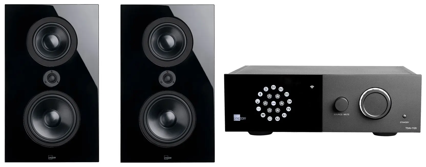 Set boxe cu amplificator Lyngdorf TDAI-1120 + FR-1 (Black)