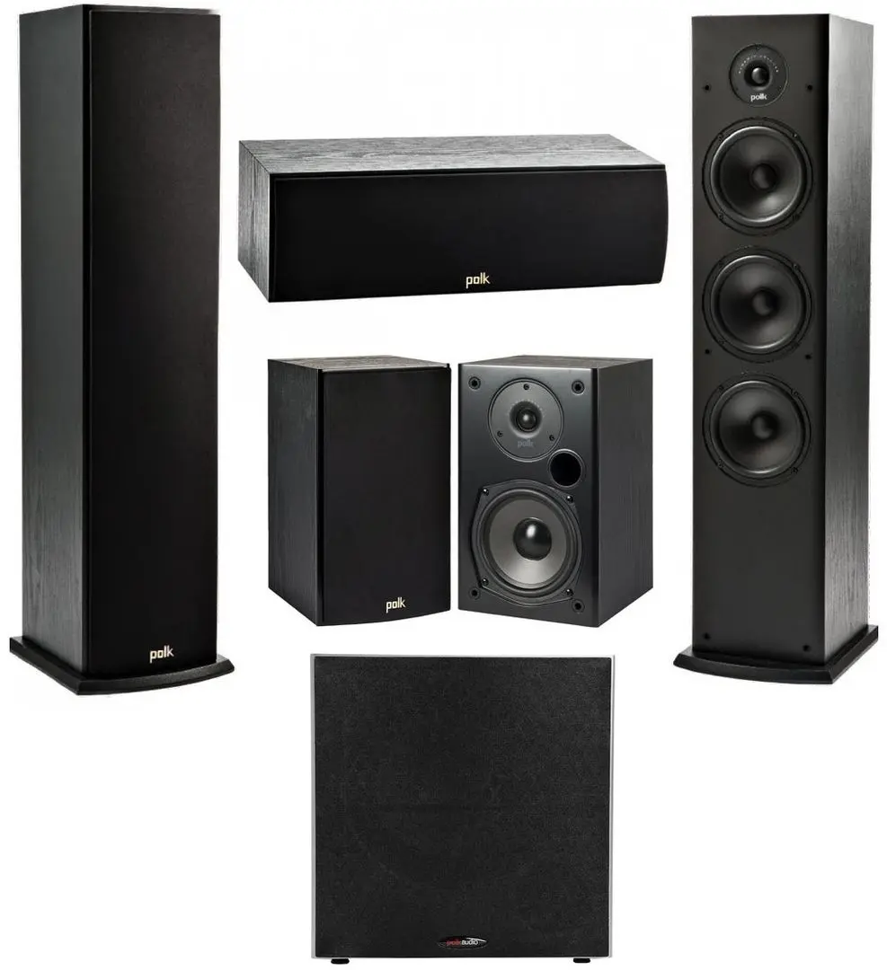 Комплект акустических систем Polk T50+T30+T15+PSW10 (Black)
