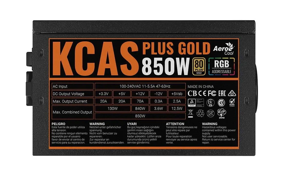 Sursa de alimentare AeroCool KCAS Plus Gold 850W (Black) - 3