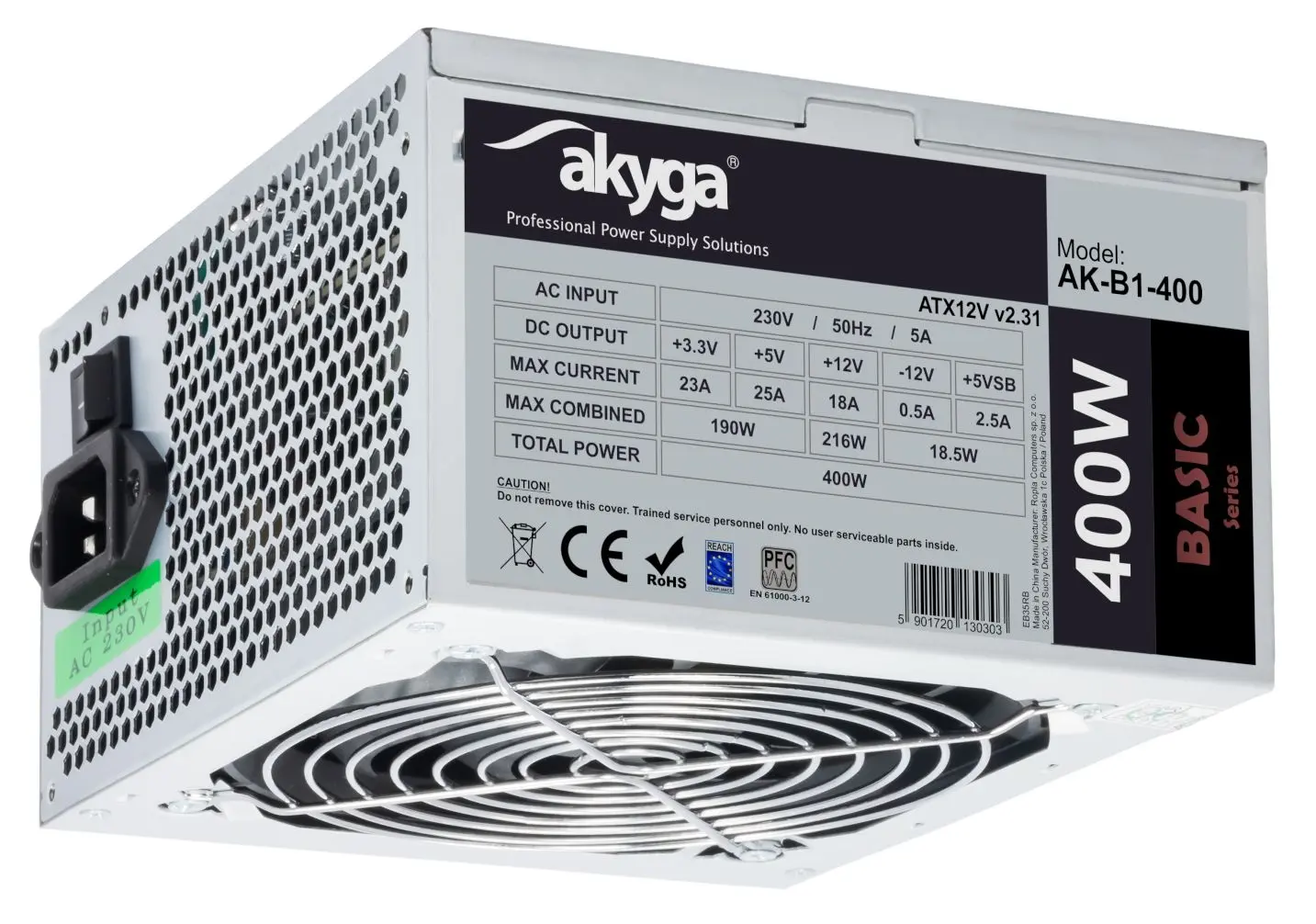 Блок питания Akyga AK-B1-400 (Silver)