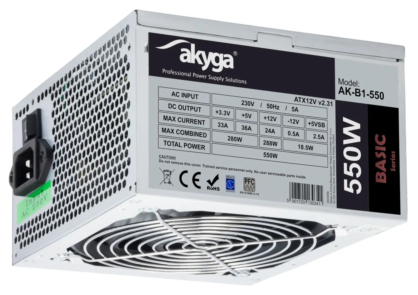 Блок питания Akyga AK-B1-550 (Silver)