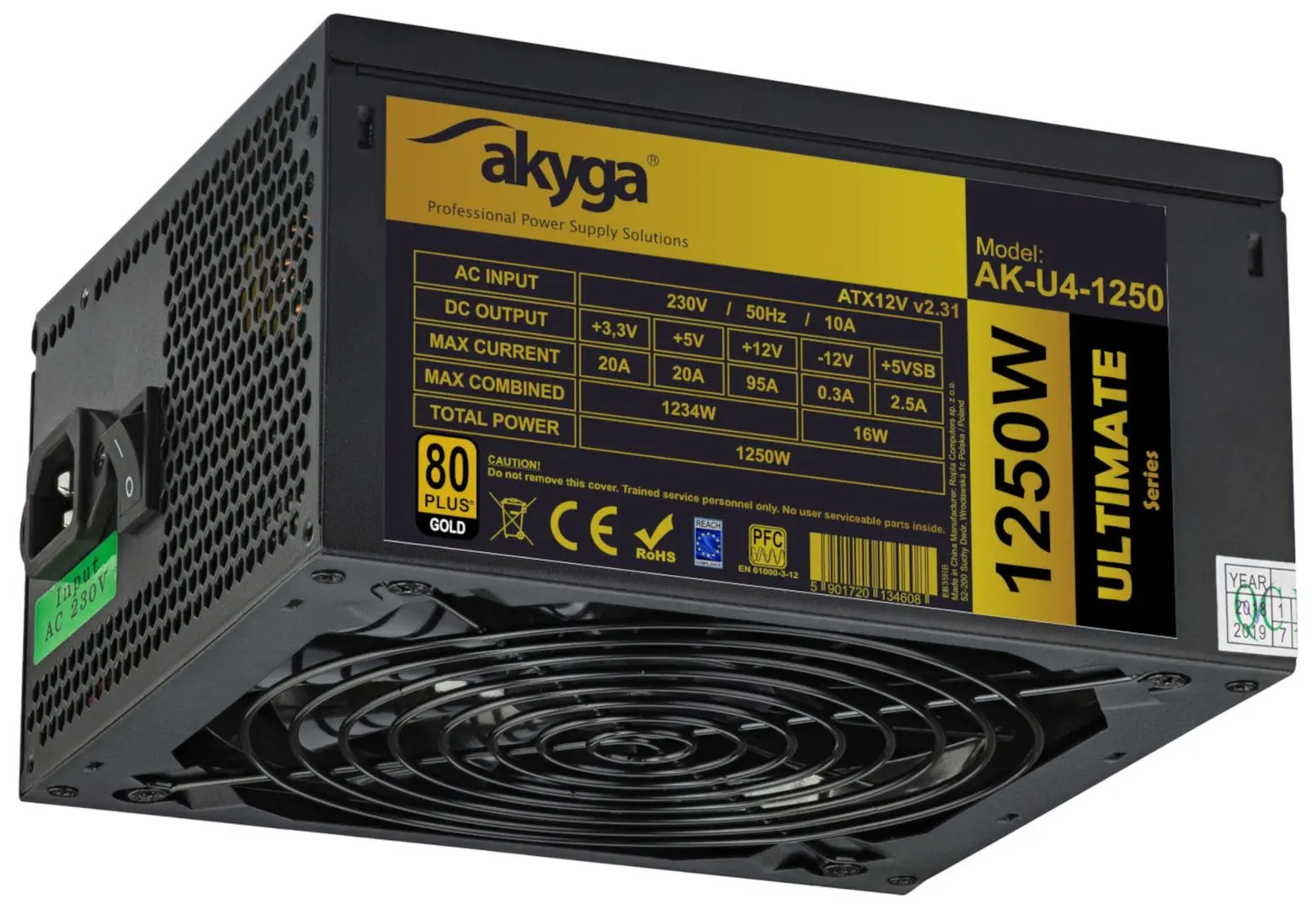 Sursa de alimentare Akyga AK-U4-1250 (Black) - 2
