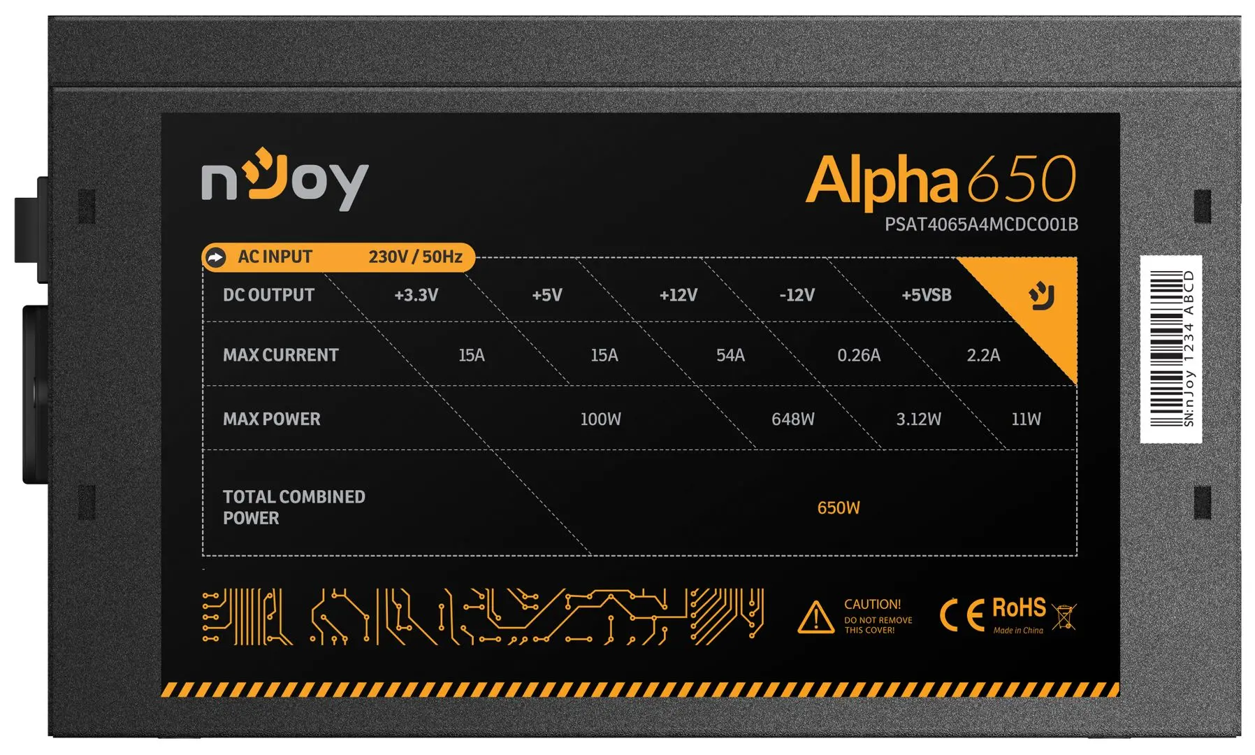 Sursa de alimentare nJoy Alpha 650 80+ Gold (Black) - 8