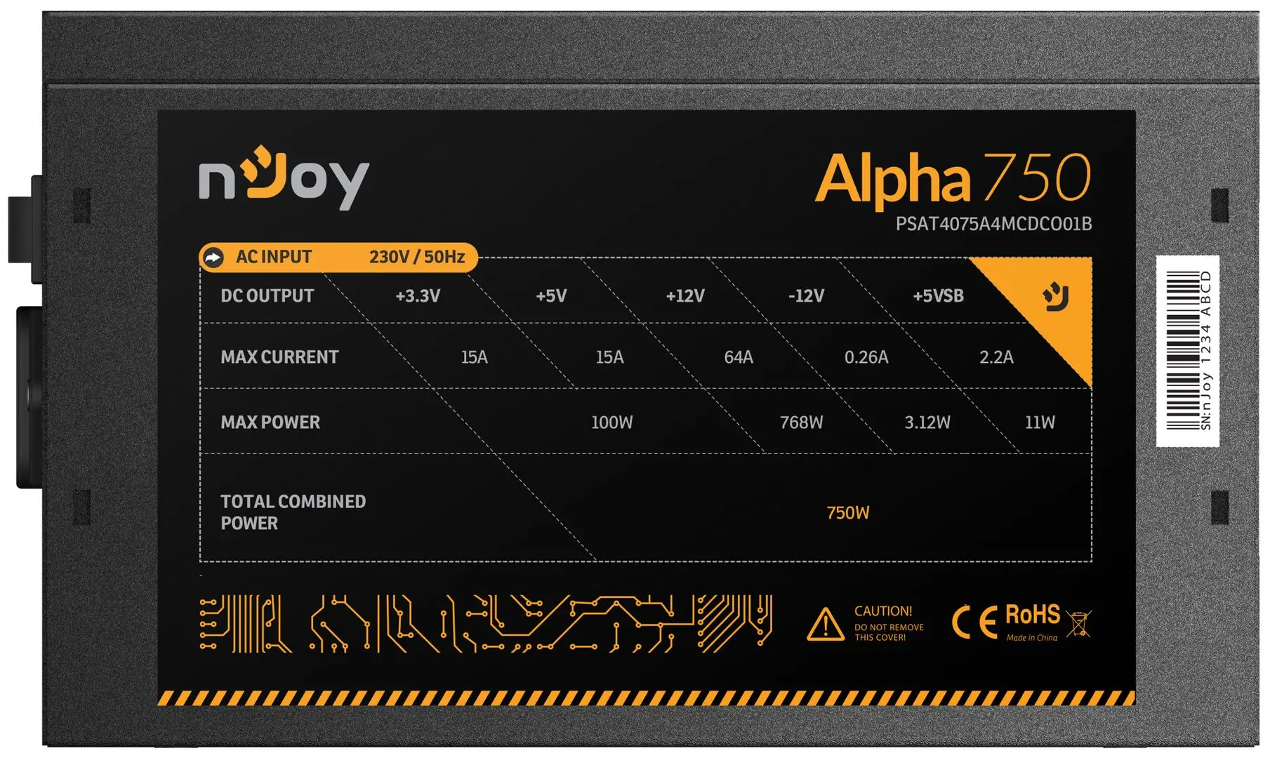 Sursa de alimentare nJoy Alpha 750 80+ Gold (Black) - 8