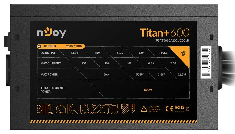 Sursa de alimentare nJoy Titan+ 600 80+ Bronze (Black) - 6
