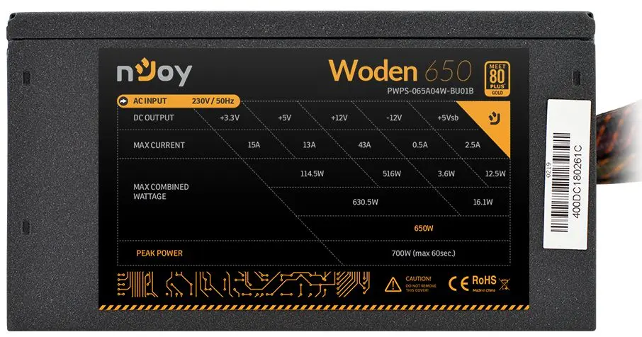 Sursa de alimentare nJoy Woden 650 80+ Gold (Black) - 3