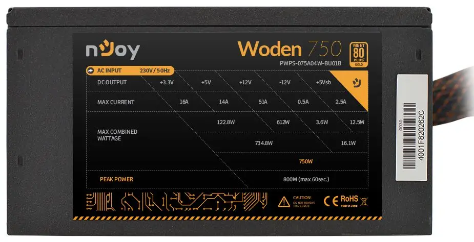 Sursa de alimentare nJoy Woden 750 80+ Gold (Black) - 5
