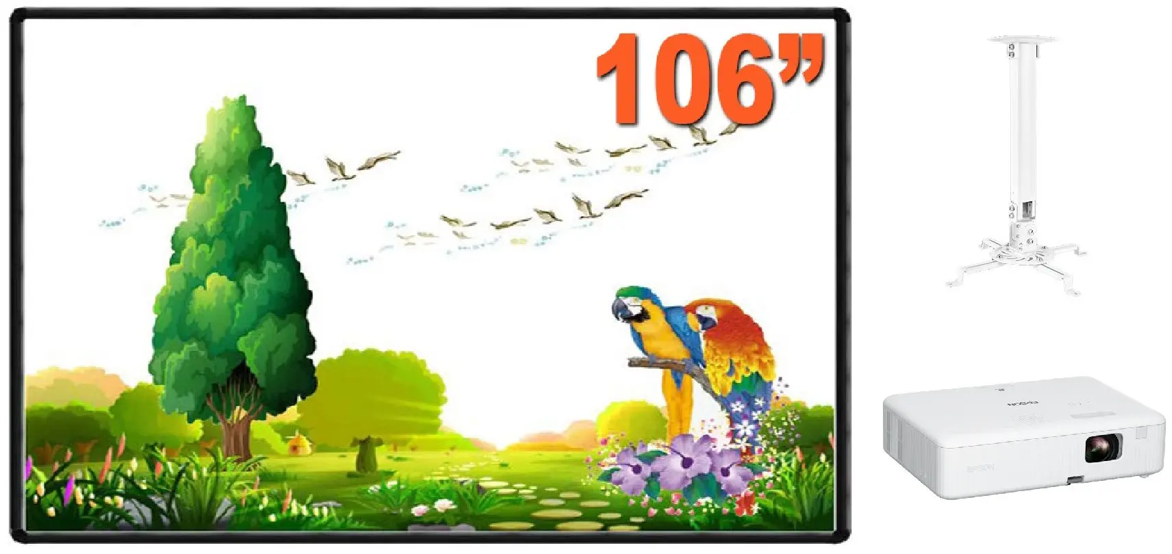 Set tabla interactica cu proiector Evoboard IB-106RS-NP + Epson CO-W01 + Blackmount VP-18S (Black/White)