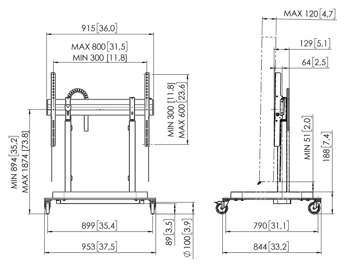 Интерактивная доска с подставкой Smart Technologies GX186-V2 + Vogels Rise 5205 (Black)