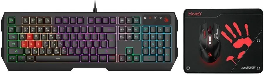 Set tastatura + mouse + covoras Bloody B1700 (Black)