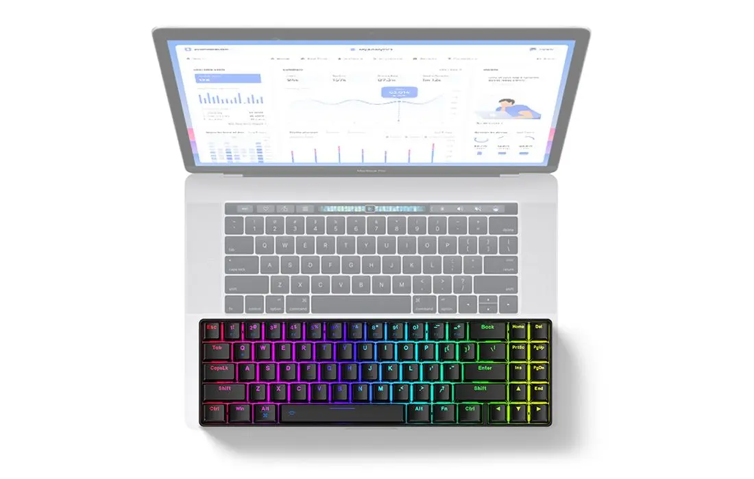 Tastatura fara fir Dareu EK868 RGB (Black) - 5