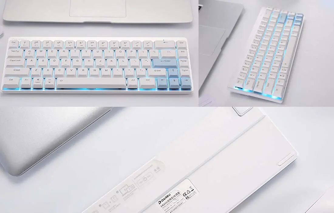 Tastatura fara fir Dareu EK868 (White/Blue) - 4