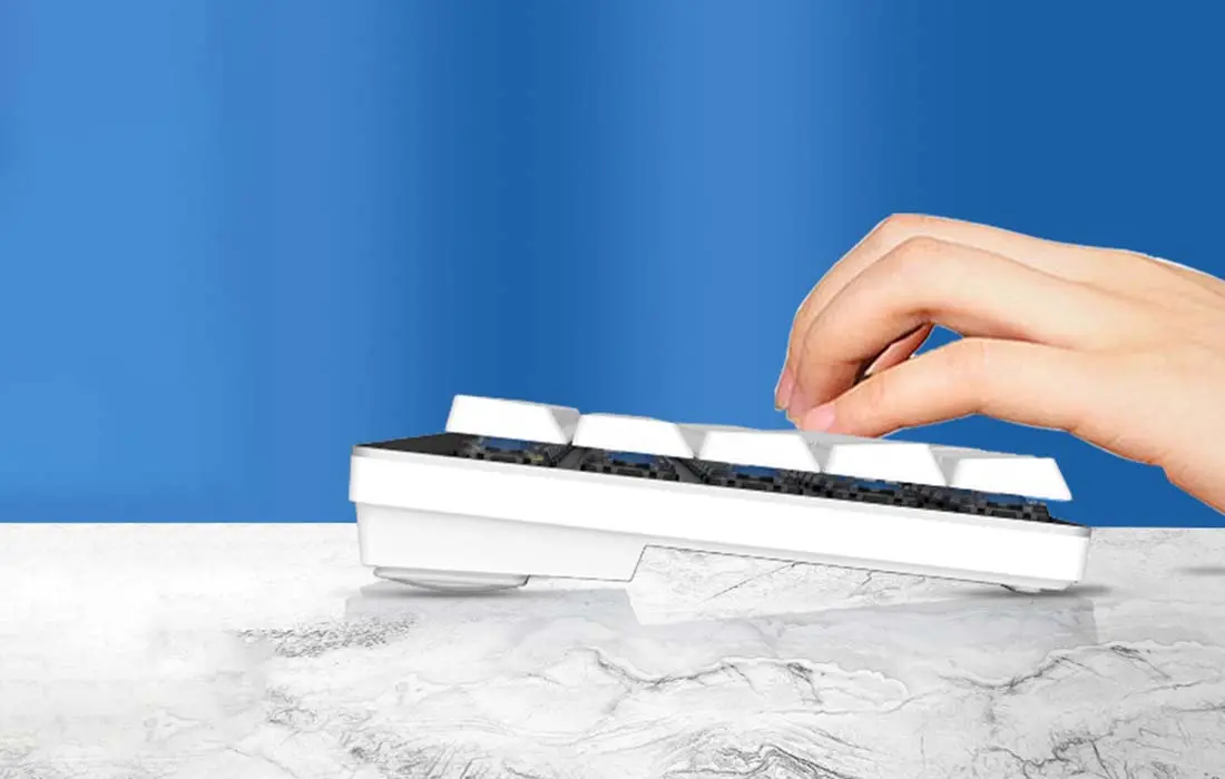 Tastatura fara fir Dareu EK868 (White/Blue) - 5