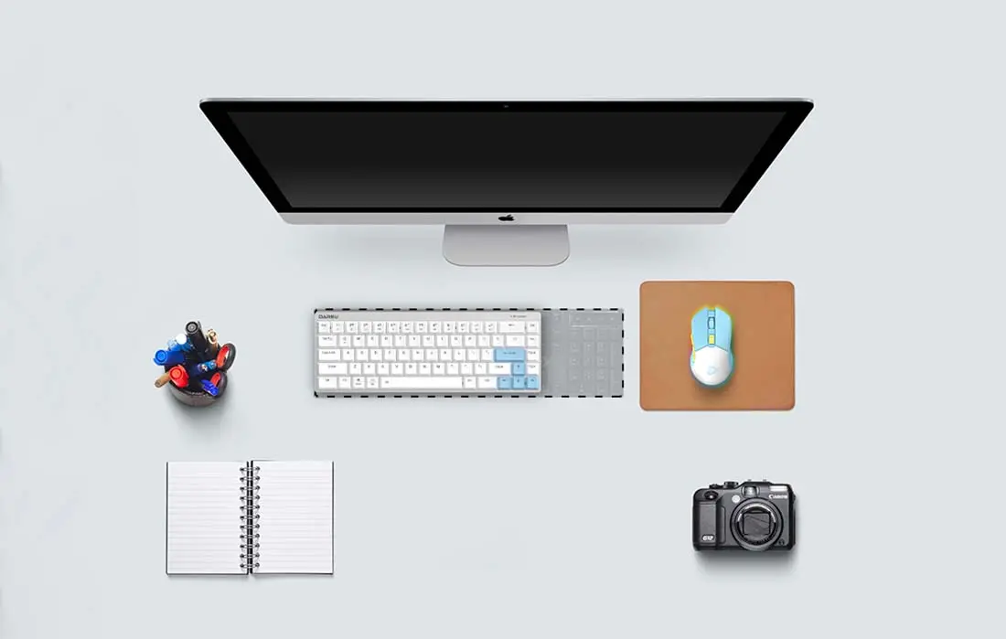 Tastatura fara fir Dareu EK868 (White/Blue) - 6