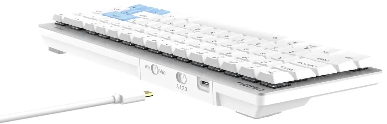 Tastatura fara fir Dareu EK868 (White/Blue) - 7