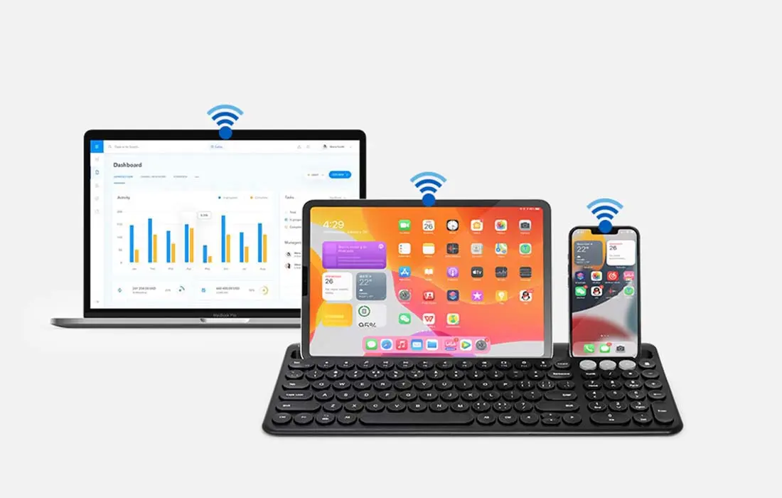 Беспроводная клавиатура Delux K2212V BT (Black) - 6