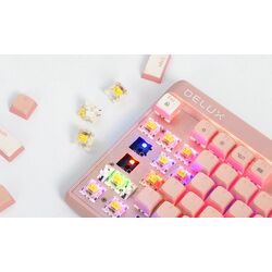 Tastatura fara fir Delux KM18DB (White/Pink) Thumb