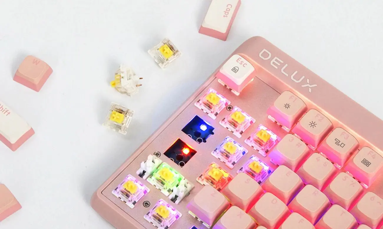 Tastatura fara fir Delux KM18DB (White/Pink) - 2