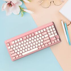 Tastatura fara fir Delux KM18DB (White/Pink) Thumb