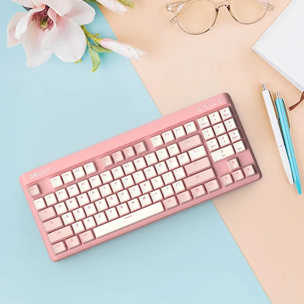 Tastatura fara fir Delux KM18DB (White/Pink) - 3