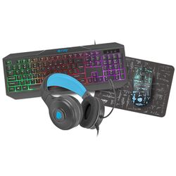 Игровой набор 4в1 клавиатура + наушники + мышь + коврик Fury Thunderstreak 3.0 (Black)