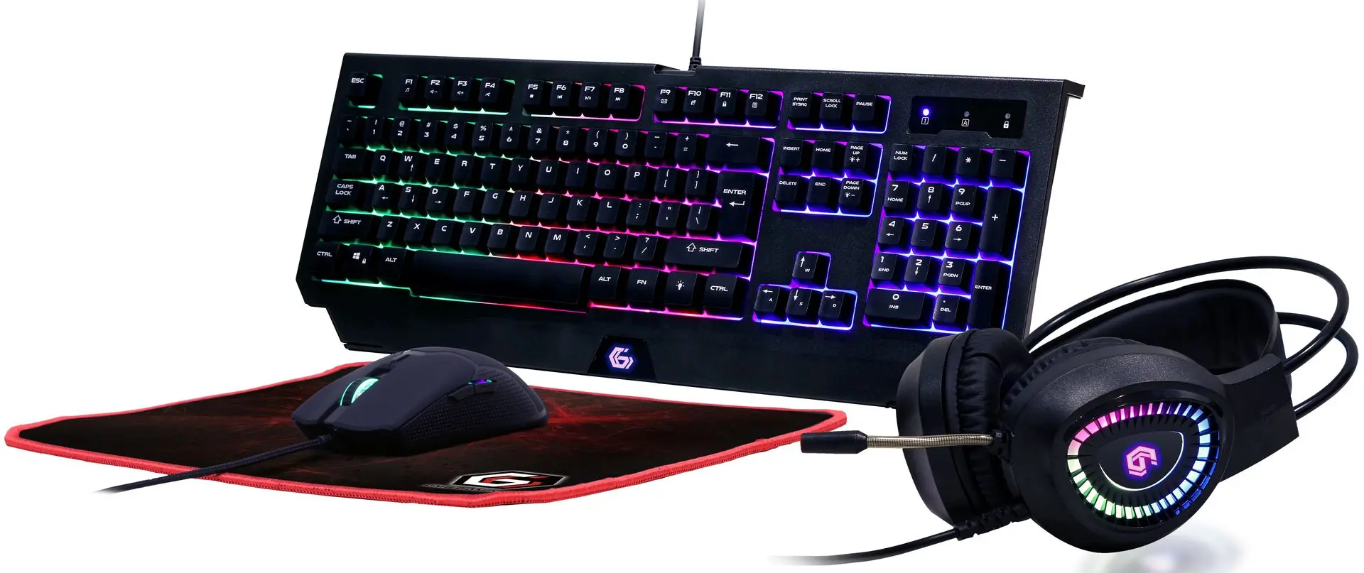 Gaming set 4in1 tastatură + casti + mouse + mousepad Gembird GGS-UMGL4-01-RU (Black)