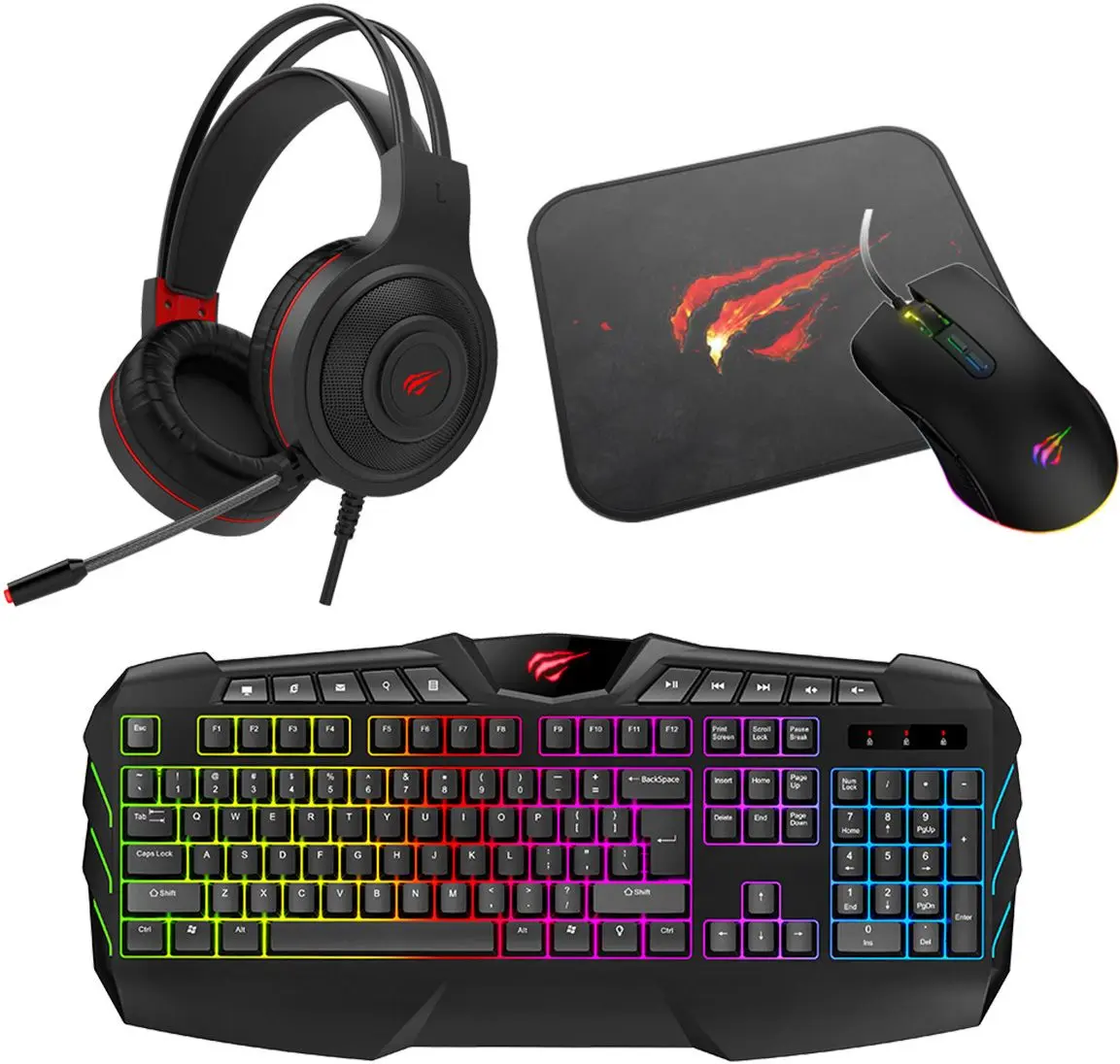 Gaming set 4in1 claviatura + casti + mouse + mousepad Havit Gamenote KB675CM (Black)