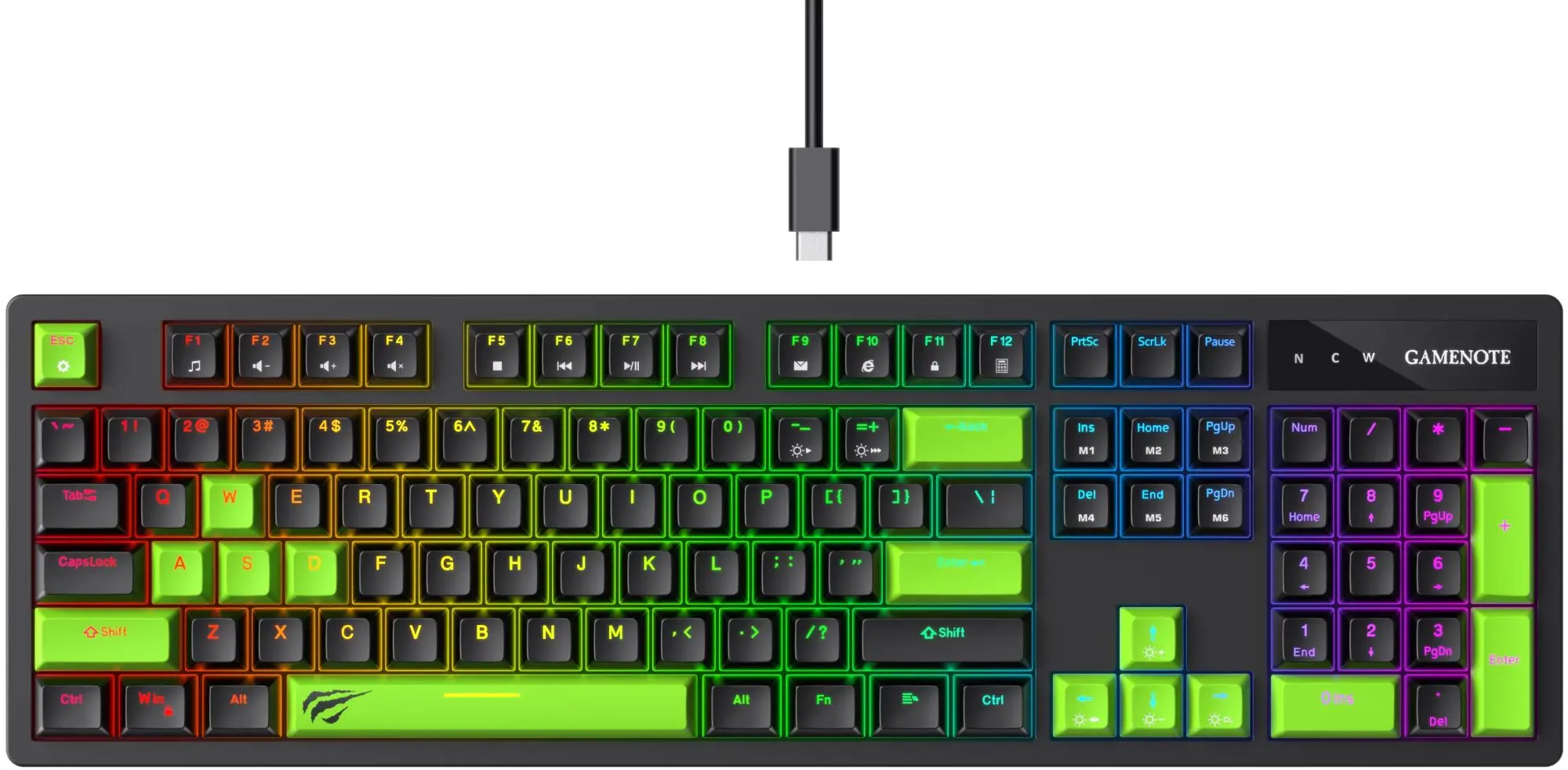 Tastatura Havit KB893L (Black/Green)