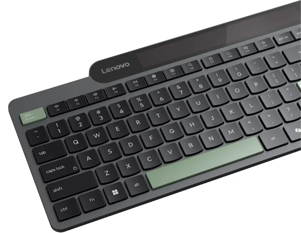 Tastatura fara fir Lenovo Self-Charging (Black/Green) - 2