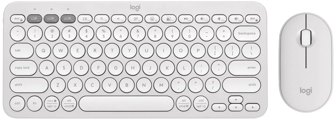 Set tastatura + mouse fara fir Logitech Pebble 2 Combo (Tonal White)