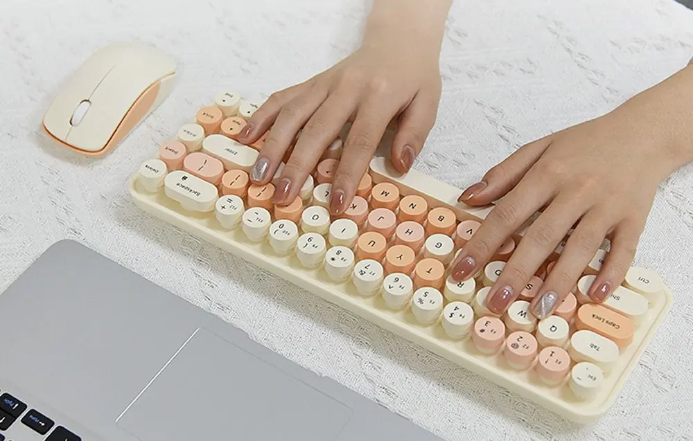 Set tastatura + mouse fara fir Mofii Bean (Milk Tea) - 2