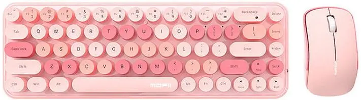 Set tastatura + mouse fara fir Mofii Bean (Pink)