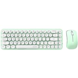 Set tastatura + mouse fara fir Mofii Bean (White/Green)