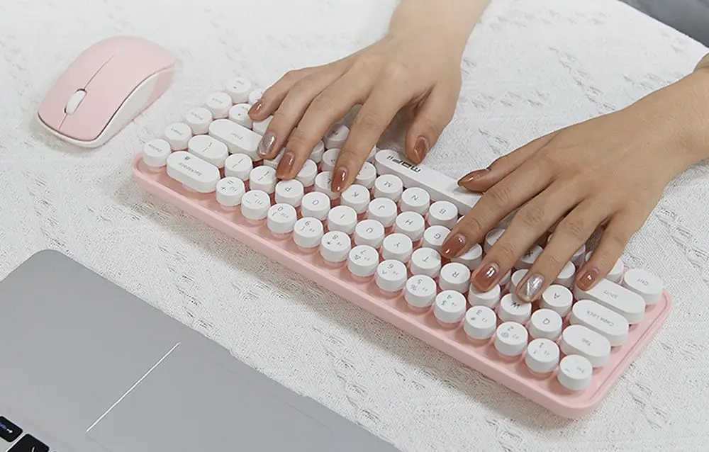 Set tastatura + mouse fara fir Mofii Bean (White/Pink) - 3